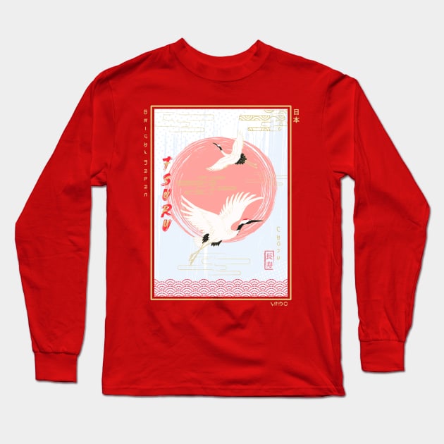 Tsuru Ukiyo-e Long Sleeve T-Shirt by Wimido